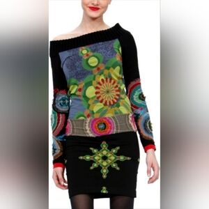 Desigual Bodycon Dress in Black with Gray and other Bright Colors in Size Sm
